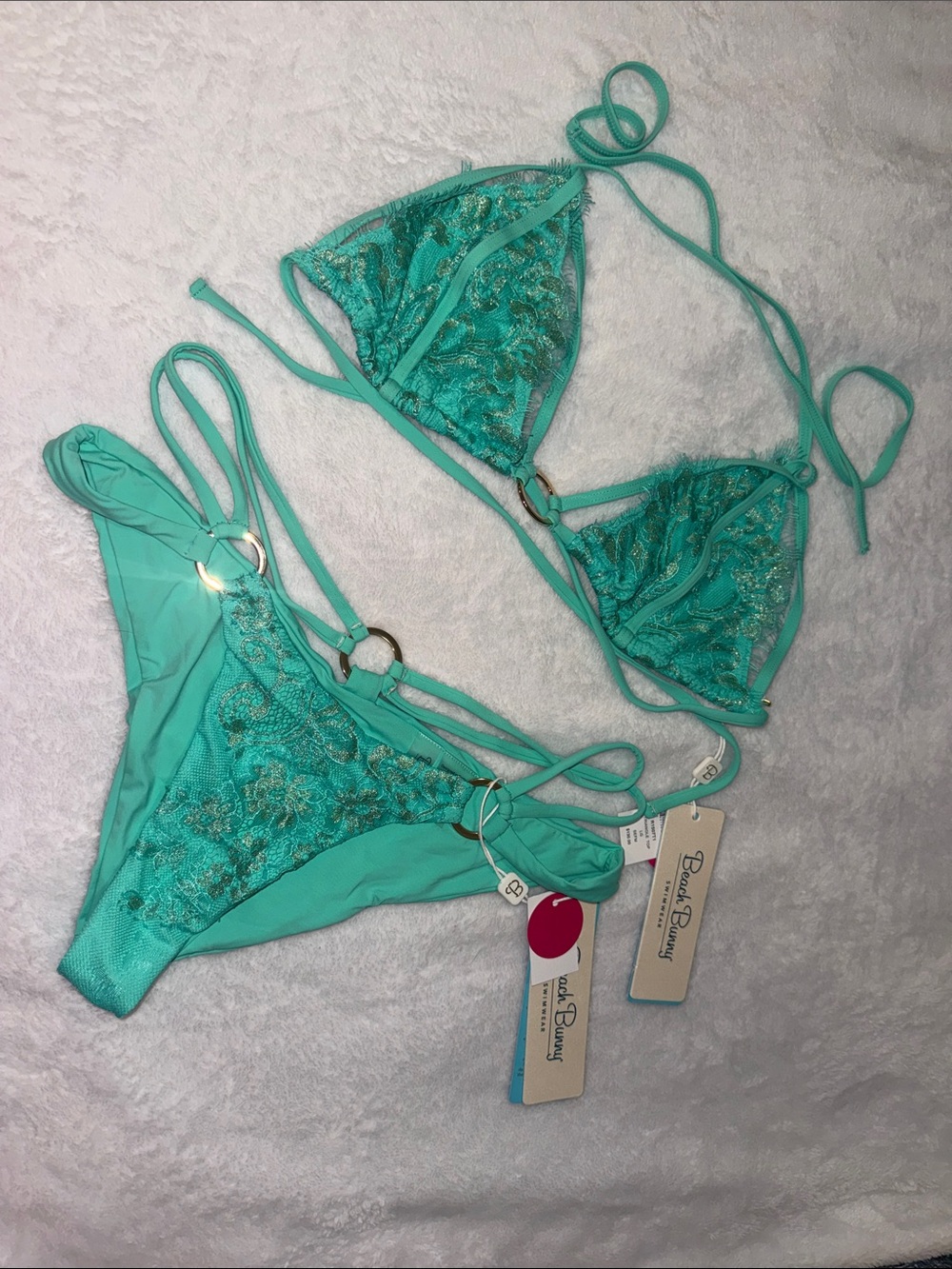BEACH BUNNY MINT GUNPOWDER BIKINI SET